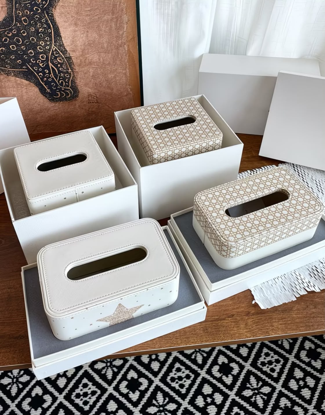 Christian Dior Leather Rectangular Cannage Pattern Cardboard Box Tissue Holder