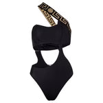 Versace Black Greca Border Cut-Out Swimsuit
