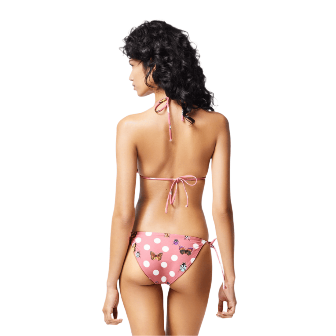 Versace Butterfly Dot Triangle Bikini Top in Pink