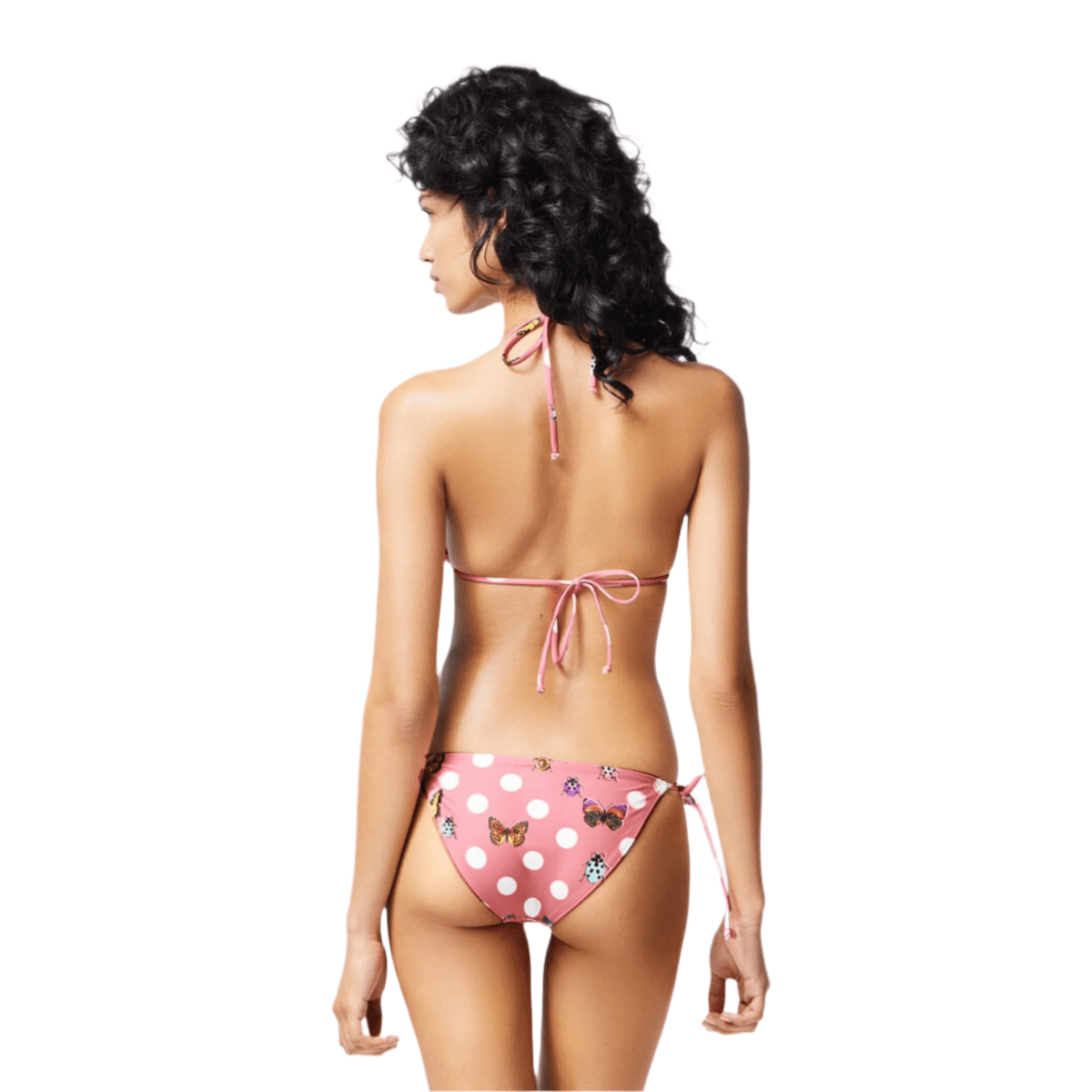 Versace Butterfly Dot Triangle Bikini Top in Pink