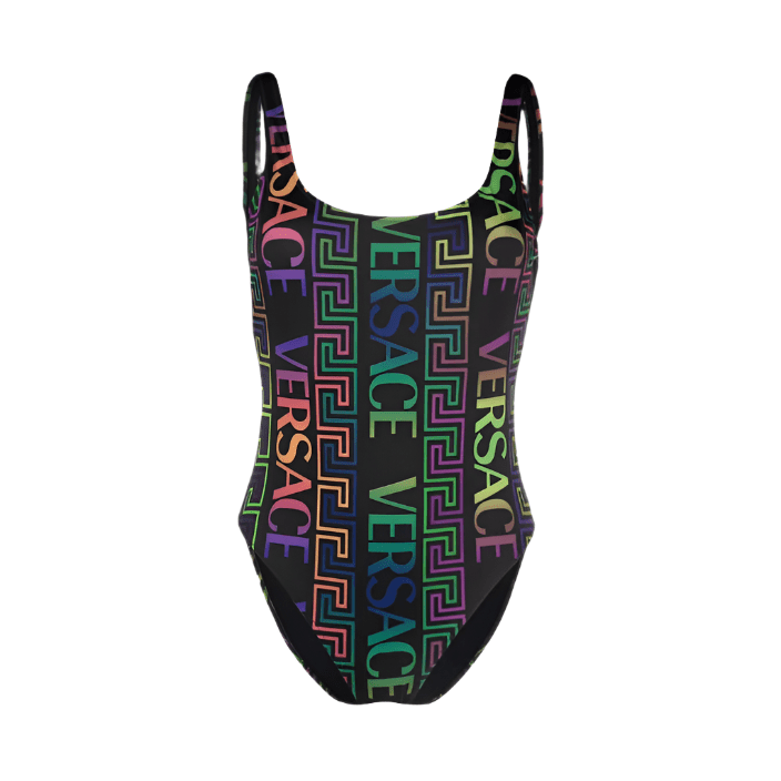 Versace Greca Neon-Print One-Piece Swimsuit